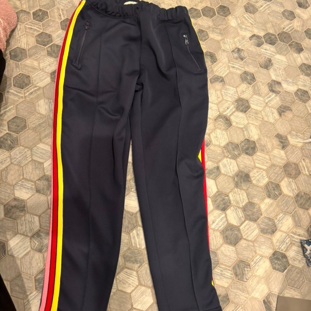 Black Track Pants with Striped Detail